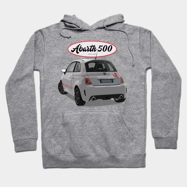 ABARTH 500 White Scorpion Back Hoodie by PjesusArt